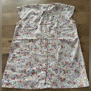 Vintage Jean Simon junior Floral Kids sailor collar clodine Shirt size 14